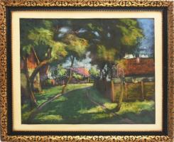 Rónai Géza (1886-1944): Erdélyi falu. Pasztell, papír, jelzett, üvegezett keretben, 37x44 cm / Géza Rónai (1886-1944): Transylvanian village. Pastell on paper, signed, framed, 37x44 cm