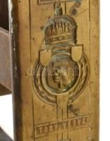 cca 1900 Korányi és Fröhlich Redőnygyár hevederház, vas, bronz, jelzéssel, 20x21 cm