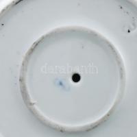 2 db Zsolnay gyertyatartó és sótartó. Kézzel festett, jelzés nélkül, hibátlan m: 15 cm