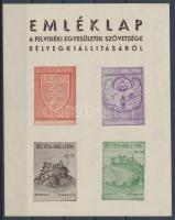 1939/4b Felvidéki Egyesületek Szövetsége Bélyegkiállítás vágott emlékív / souvenir sheet