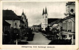 1936 Zalaegerszeg, Gróf Széchenyi István tér, üzletek. Kauzli József kiadása (EK)