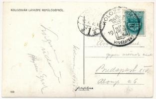 1940 Kolozsvár, Cluj; látkép repülőgépről. légi felvétel / aerial view from an airplane. photo + &qu...