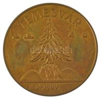 1989. "Temesvár 1514,1989 / Ne hagyd el Erdélyt, Erdélyt Istenem" aranyozott fém emlékérem (65mm) T:AU (eredetileg PP) ujjlenyomat, karc