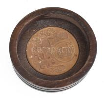 Ganz Mávag tálka, fa, préselt bőr? belsővel, d: 10 cm