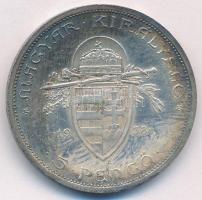 1938. 5P Ag "Szent István" T:AU,XF látványos patina 
Adamo P8.1