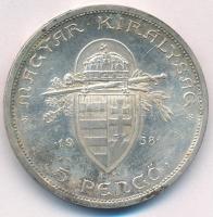 1938. 5P Ag "Szent István" T:AU,XF látványos patina 
Adamo P8.1