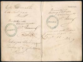 1866 Alsó-Rajnai munkakönyv a Magyarországra vándorolt Hartner Ignác kéményseprő mester részére / 18...