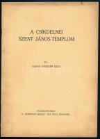 Vámszer Géza, Szebeni: A csíkdelnei Szent János-templom. Különlenyomat a ,,Debreceni Szemle" 1934. évi 8. számából. Debrecen, 1934, Városi-ny., 11+(1) p.+ 2 (kétoldalas) t. Kiadói tűzött papírkötés, kissé sérült, foltos borítóval.