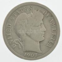 Amerikai Egyesült Államok 1907. 1d (10c) Ag "Barber" T:F 
USA 1907. 1 Dime (10 Cents) Ag ...