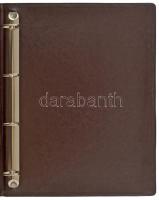Elegáns, műbőr kötésű, négygyűrűs album berakólapok nélkül, használt, de jó állapotban