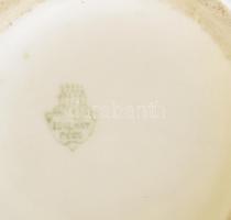 2 db Zsolnay szoknyás bögre, ritka mintával, jelzéssel, egyik bögre fülén repedéssel, m: 9,5 cm