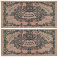 1945. 1000P "MNB" bélyeggel (2x) sorszámkövetők "F 578 030067 - F 578 030068" T:...