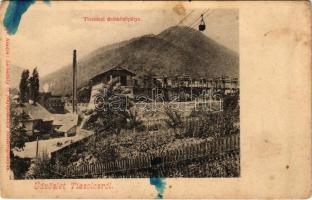 Tiszolc, Tisovec; bánya, drótkötélpálya, sodronykötélpálya, iparvasút. Kiadja Lechnitzky O. / mine, aerial tramway, ropeway transport, industrial railway (fl)