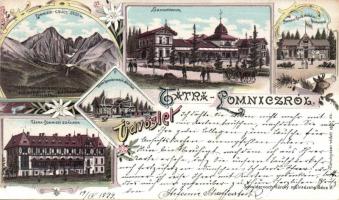 1899 Tátra Lomnic with Hotel, Railway Station and the shop of Gyula Kuszmann litho (EK)