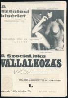 1985 A szentesi kisérlet. A SzociaLiska vállalkozás VKCS vitáinak jegyzőkönyvei és vitaindítói I. (Kézirat gyanánt). Bp., GÉPSZEV-ny., 28 p. Tűzött papírkötés.