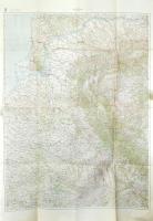 1940 Románia délkeleti része (Bukarest és környéke), nagyméretű térkép, 1 : 750.000, M. Kir. Honvéd Térképészeti Intézet, szélén néhány apró sérüléssel, 117x85 cm / 1940 Southeast Romania (Bucharest and the surrounding area), large-size map, with a few minor tears