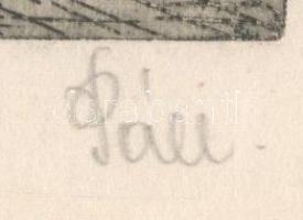 Páll jelzéssel: Szerzetesek (cím nélkül). Rézkarc, papír, jelzett, 18x22,5 cm