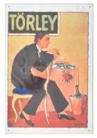 Faragó Géza (1877-1928) által tervezett 1909-es Törley reklámplakát modern utánnyomása fémtáblán, bontatlan csomagolásban, 30x20 cm