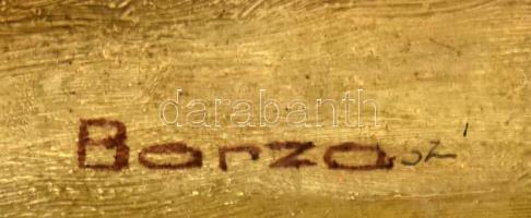 Borza jelzéssel: Virágcsendélet. Olaj, karton, 24x33 cm