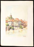 RFB jelzéssel: Német városrészlet. Akvarell, papír, 21x30 cm