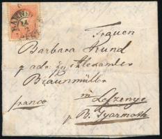 1859 5kr I. típus levélen / 5kr type I. on cover BAHNHOF / PEST