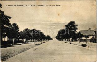 1930 Kőhídgyarmat, Kamenné Darmoty; Fő utca, templom. Fogyasztási szövetkezet kiadása / main street, church (EK)