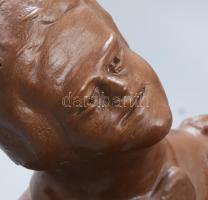 RJ? jelzéssel: Táncosok. Mázas, gipsszel bevont kerámia. Kis kopással, m: 32 cm