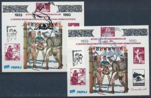 1993/3a+b Cserkész emlékív pár felülnyomva (10.000) / Overprinted souvenir sheet pair