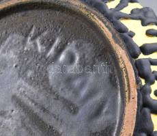 Király Károly: Retro asztaldísz, hibátlan, jelzett, d: 14 cm