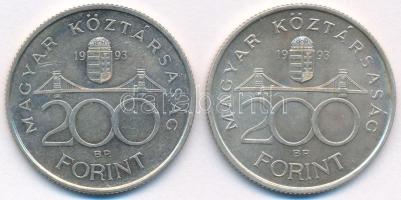 1993. 200Ft Ag "MNB" (2x) T:AU,XF 
Adamo F13