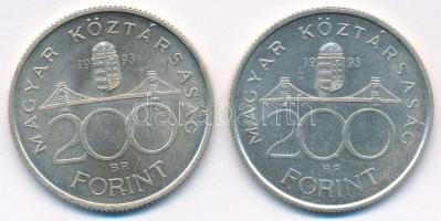 1993. 200Ft Ag "MNB" (2x) T:AU,XF 
Adamo F13