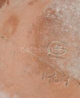 1969 Gádor István?: Halas tál. Jelzéssel, repedt, d: 16 cm