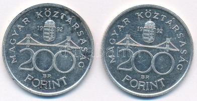 1992. 200Ft Ag "MNB" (2x) T:AU,XF kis patina
Adamo F13