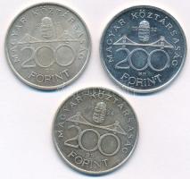 1992. 200Ft Ag "MNB" + 1993. 200Ft Ag "MNB" + 1994. 200Ft Ag "Deák" T:...