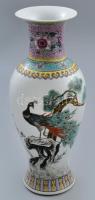 Kínai páva mintás váza, jelzéssel, hibátlan, m: 31 cm