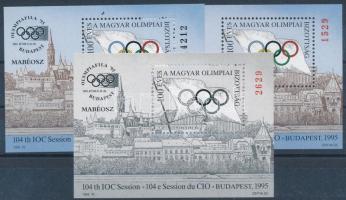 1995/1a+1b+F1 100 éves a Magyar olimpiai bizottság 3 db-os emlékív garnitúra (11.800) / souvenir sheet collection of 3