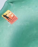 Ursula von Eyk zöldüveg kínáló, iparművészeti üvegtárgy, jelzéssel, d: 15,5 cm, m: 8 cm