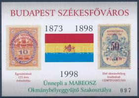 1998/D20 Budapest székesfőváros emlékív eredeti borítékkal (50.000) / souvenir sheet with original envelope