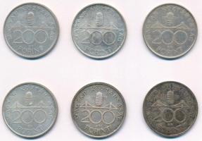 1992. 200Ft Ag "MNB" (2x) + 1993. 200Ft Ag "MNB" (2x) + 1994. 200Ft Ag "Deá...
