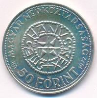 1972. 50Ft Ag "Szent István" T:BU patina Adamo EM38