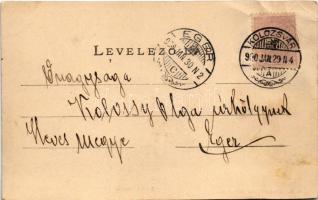 1900 Kolozsvár, Cluj; Rákóczy emlék. Üdvözlet címerrel. Kováts P. fiai kiadása / monument. Art Nouve...