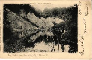 1904 Szováta, Sovata; Vörös sóstó a tiszta sóhegyekkel. Weinrich S. felvétele / salt lake with salt hills (EK)