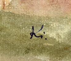 Kokas Ignác (1926-2009): Váli táj. Akvarell, papír, jelezve jobbra lent, hátoldalán Kokas Ignác sajá...