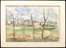 Kokas Ignác (1926-2009): Váli táj. Akvarell, papír, jelezve jobbra lent, hátoldalán Kokas Ignác sajá...