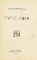 Tömörkény István: Napos tájak. Bp., 1908, Singer és Wolfner, 190 p. Első kiadás. Kiadói aranyozott, festett, szecessziós egészvászon-kötés, kissé kopottas borítóval, sérült gerinccel, helyenként kissé foltos lapokkal.