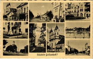 1940 Galánta, Esterházy kastély, római katolikus kápolna, Mária szobor, római katolikus templom, strand / castle, Catholic chapel and church, staue