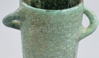 Gorka Iparművészeti Vállalat váza, zöld mázas, jelzéssel, hibátlan, m: 19 cm