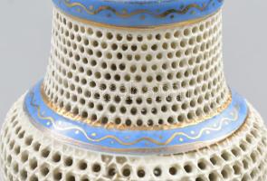 Fischer Emil áttört testű kisváza, 1900 körül, jelzéssel, formaszámmal, minimális kopottsággal, m: 1...