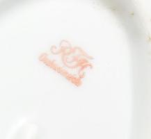 Art deco stílusú antik leveskínáló tál alátéttel, Csehszlovákia, kopással, 35x24x19 cm