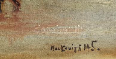 Markovits István (1892-?): Ökrök a folyóban. Olaj, vászon, jelzett, Kis felületi sérülésekkel.. 60x8...